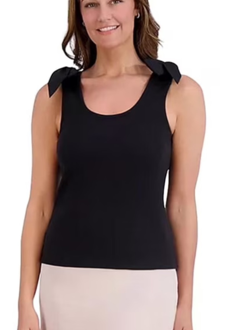 French Connection tank top Black bow Tie-Shoulder Ribbed NWT Large